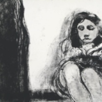 "Girl Against the Wall," monotype © Bruce Waldman