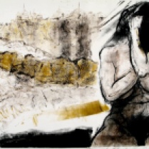 "Naked Woman Against City," monotype © Bruce Waldman