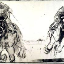 "Two Horses Racing," monotype © Bruce Waldman
