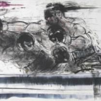 "Boxer Getting His Faced Punched," monotype © Bruce Waldman