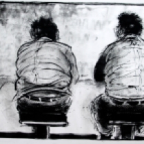 "At the Counter," monotype © Bruce Waldman