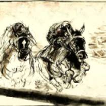 "Racing Horses,' monotype © Bruce Waldman